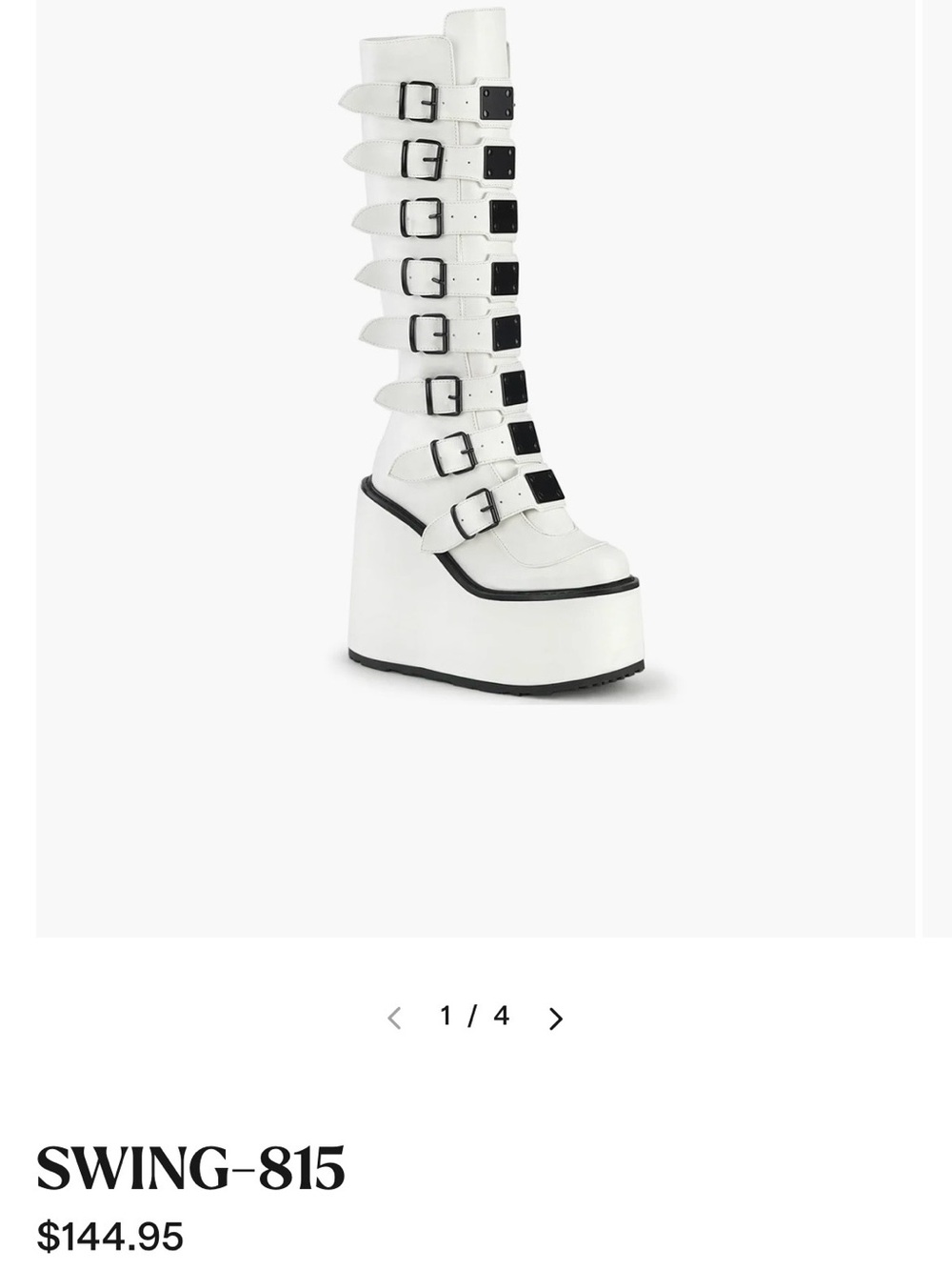 SWING-815 White Platform Knee-High Buckle Boots DEMONIA US 7